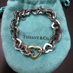 Tiffany & Co Silver and Gold Heart Bracelet